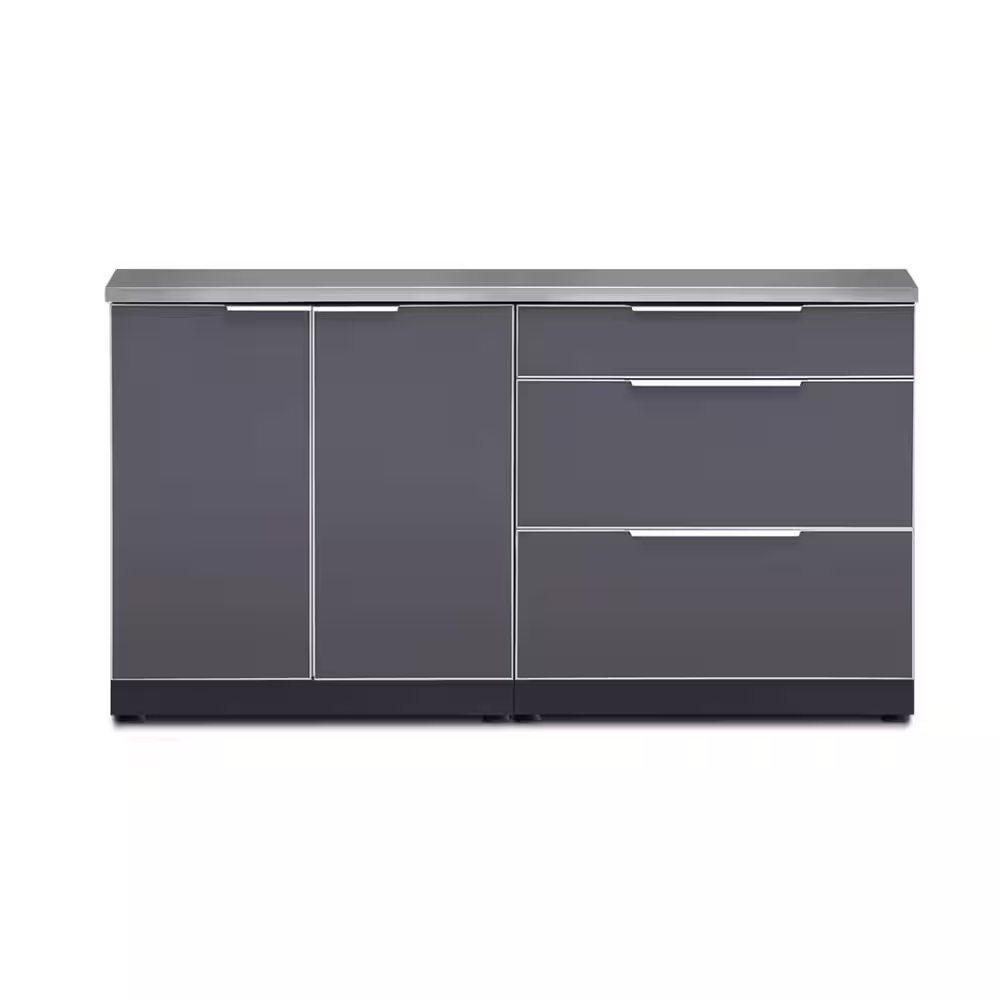 Slate Gray 3-Piece Outdoor Kitchen Cabinet Set