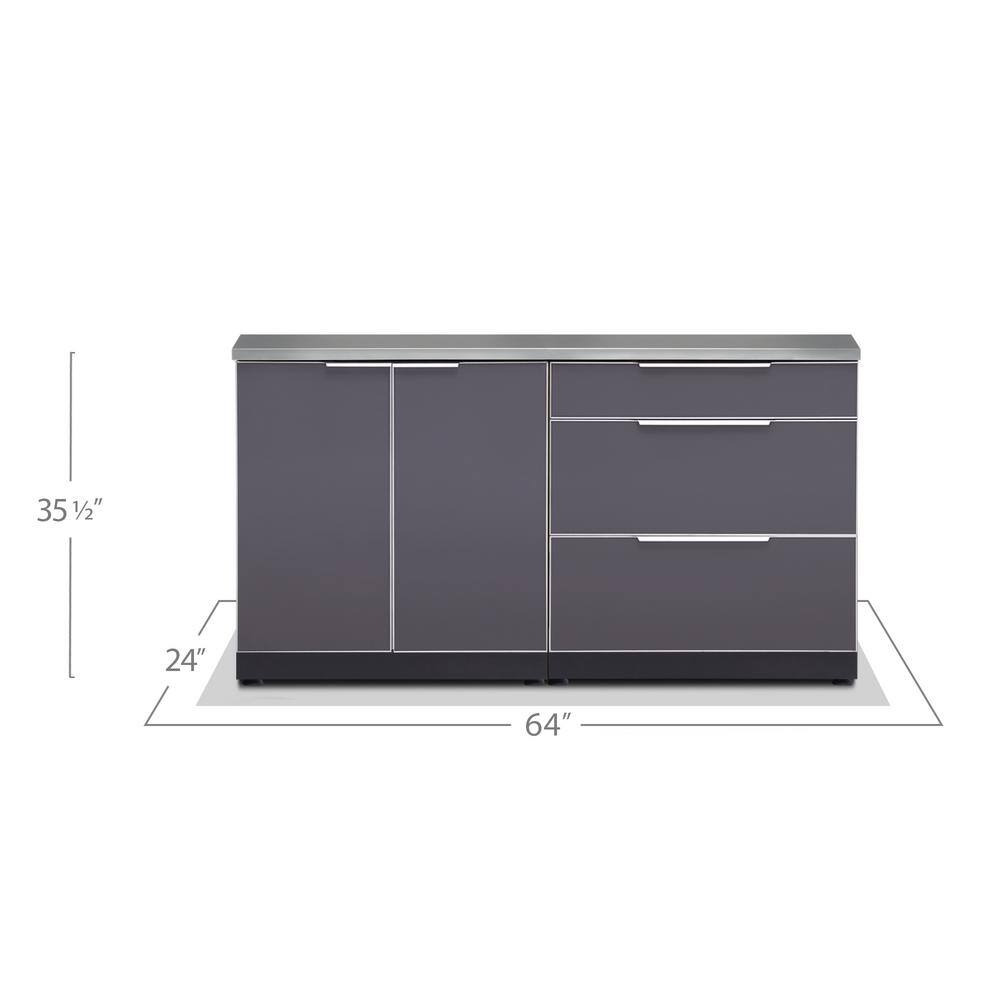 Slate Gray 3-Piece Outdoor Kitchen Cabinet Set