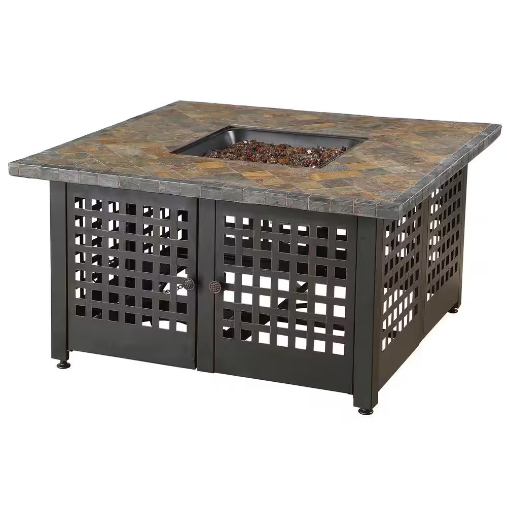 The Elizabeth 42 In. W X 22.5 In. H Square Tile/Marble Mantel LP Gas Outdoor Fire Pit