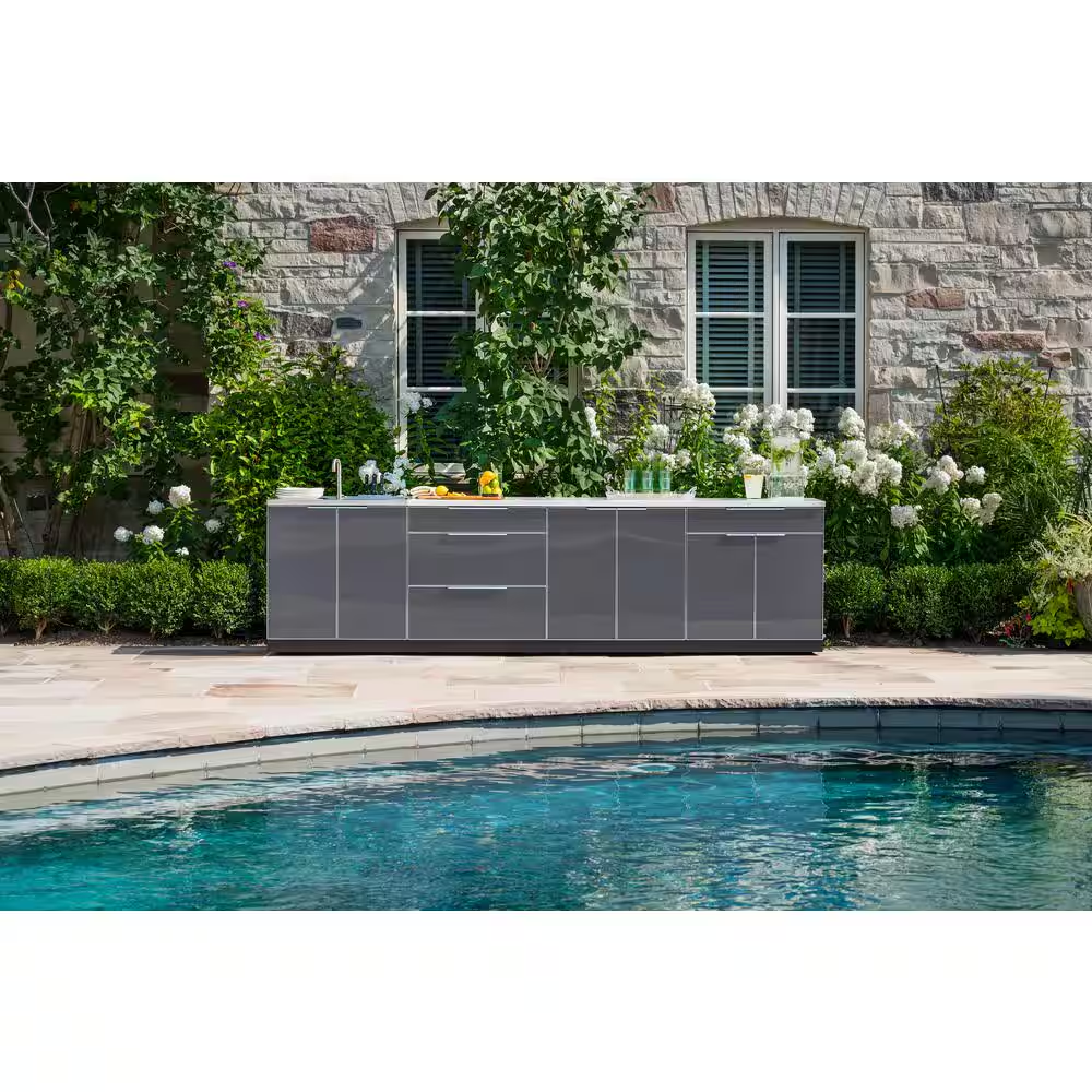 Slate Gray 3-Piece Outdoor Kitchen Cabinet Set