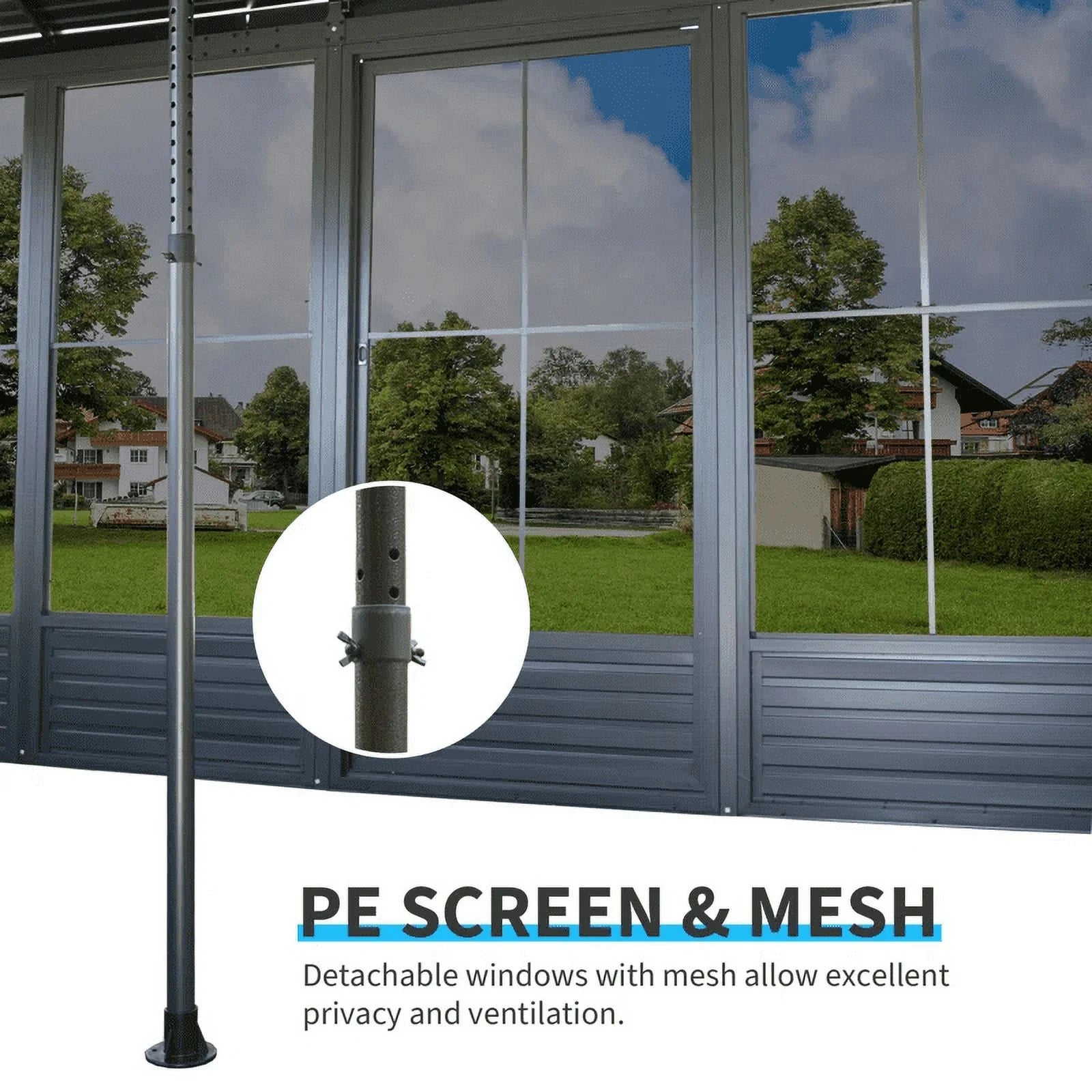 Outdoor 16.5X13 Ft Sunroom, All-Season Solarium Aluminum Hardtop Gazebo with Galvanized Steel Roof, Movable PE Screen, Sliding Door, Sun Room Pavilion Gazebo for Deck Backyard Garden