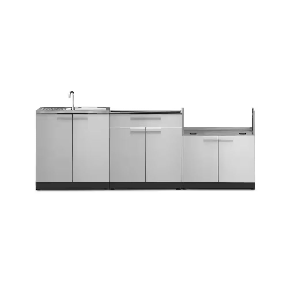 Outdoor Kitchen Stainless Steel 97 In. W X 36.5 In. H X 24 In. D 3-Piece Cabinet Set without Counter Tops
