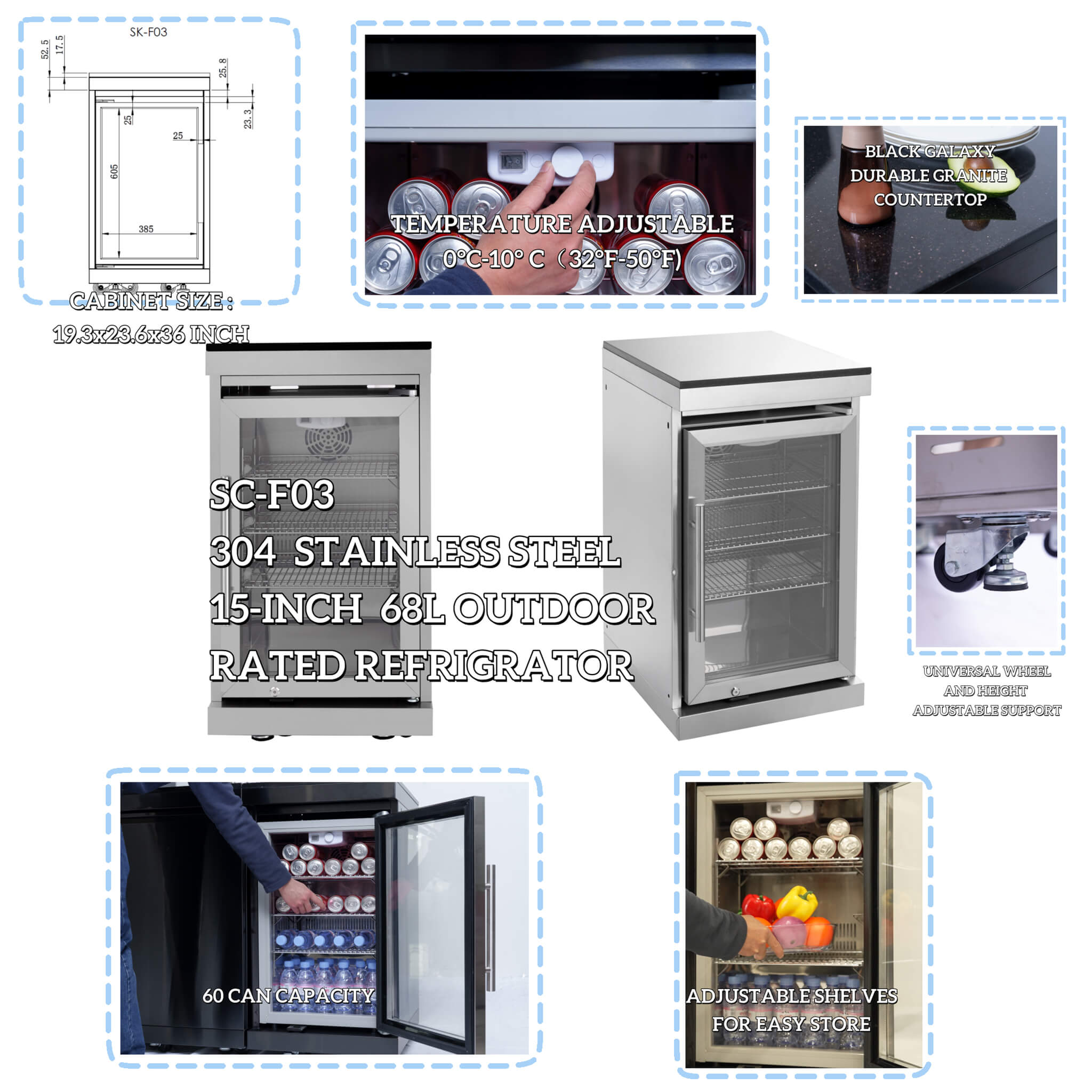 Castelle Flame Stainless Steel Outdoor BBQ Kitchen Island