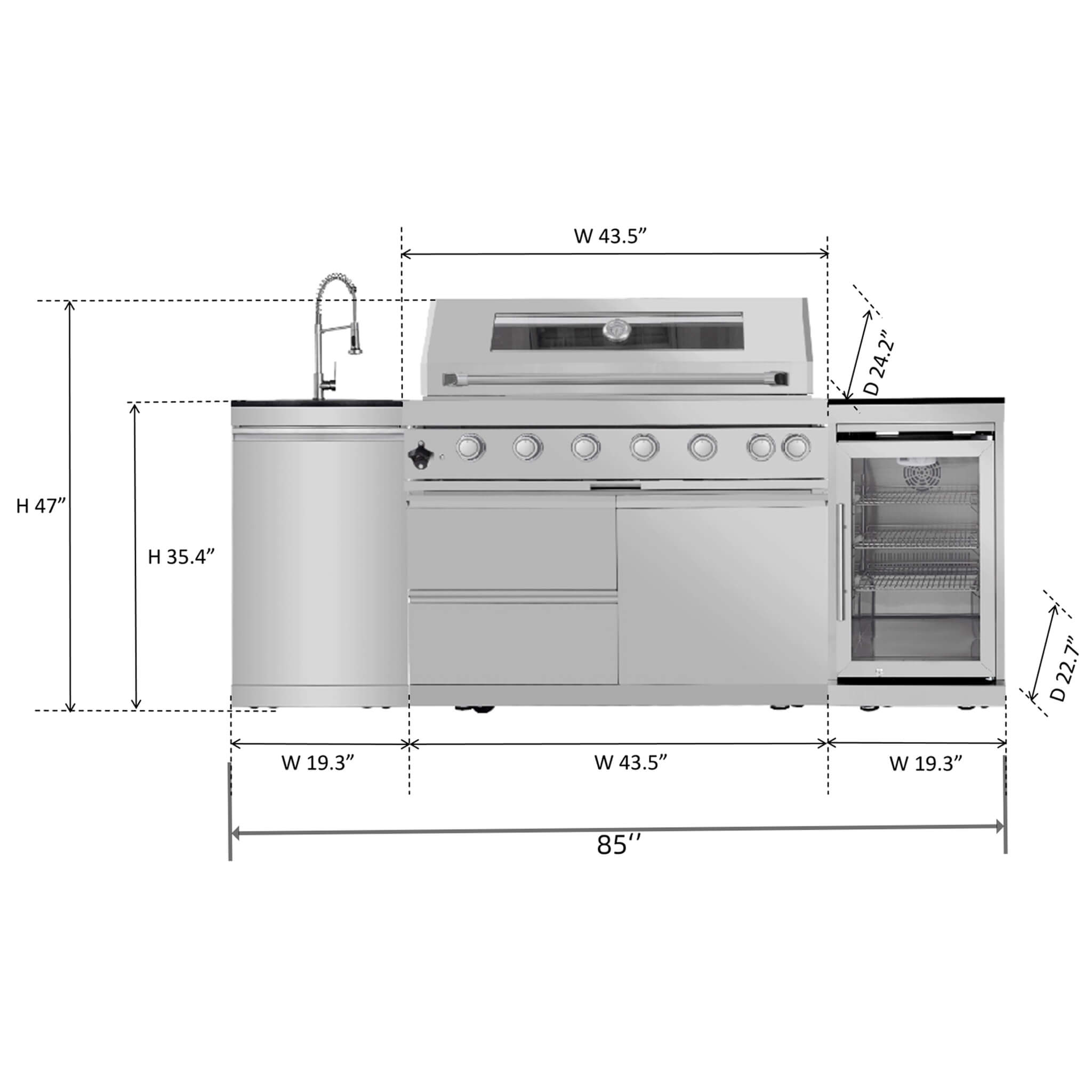 Castelle Flame Stainless Steel Outdoor BBQ Kitchen Island