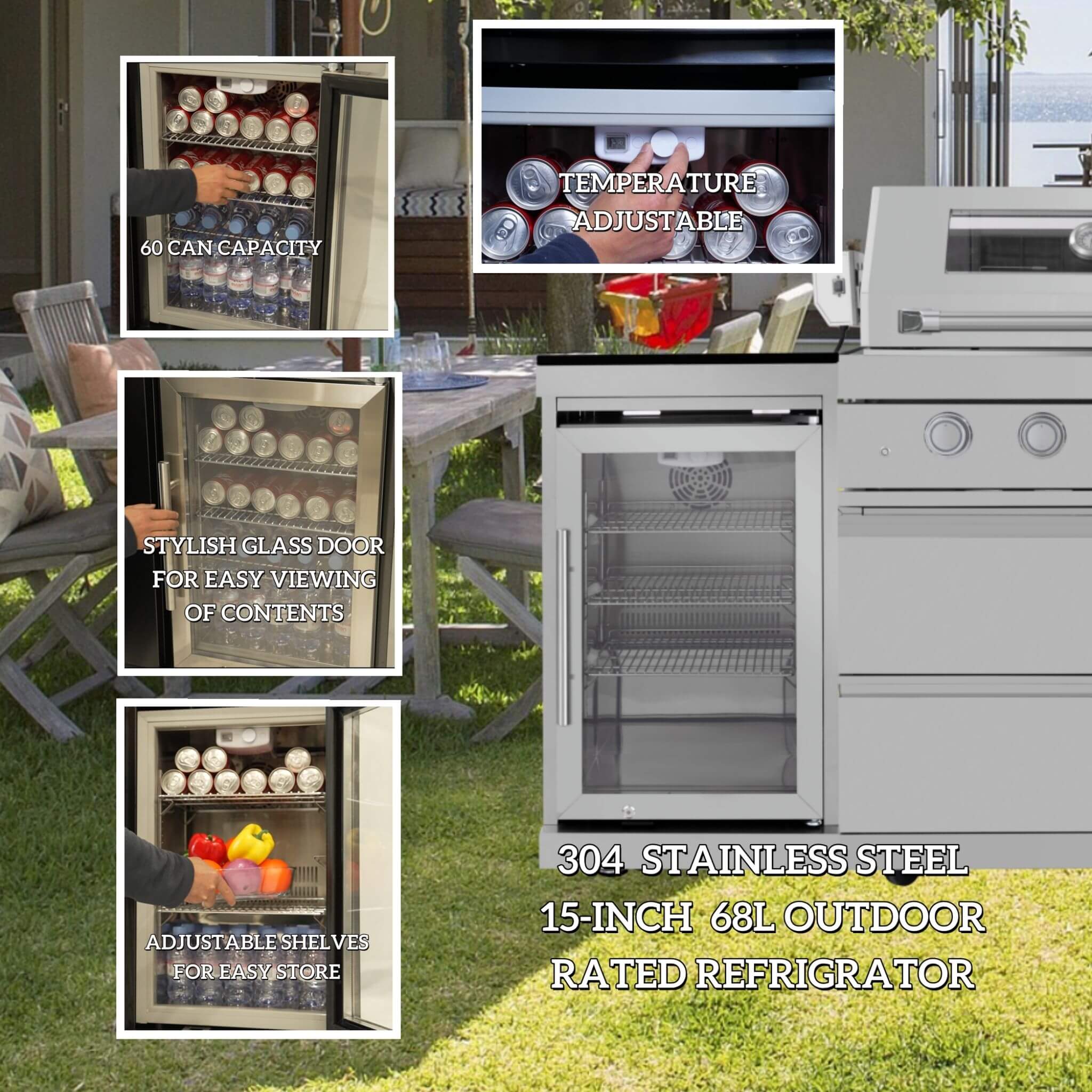 Castelle Flame Stainless Steel Outdoor BBQ Kitchen Island