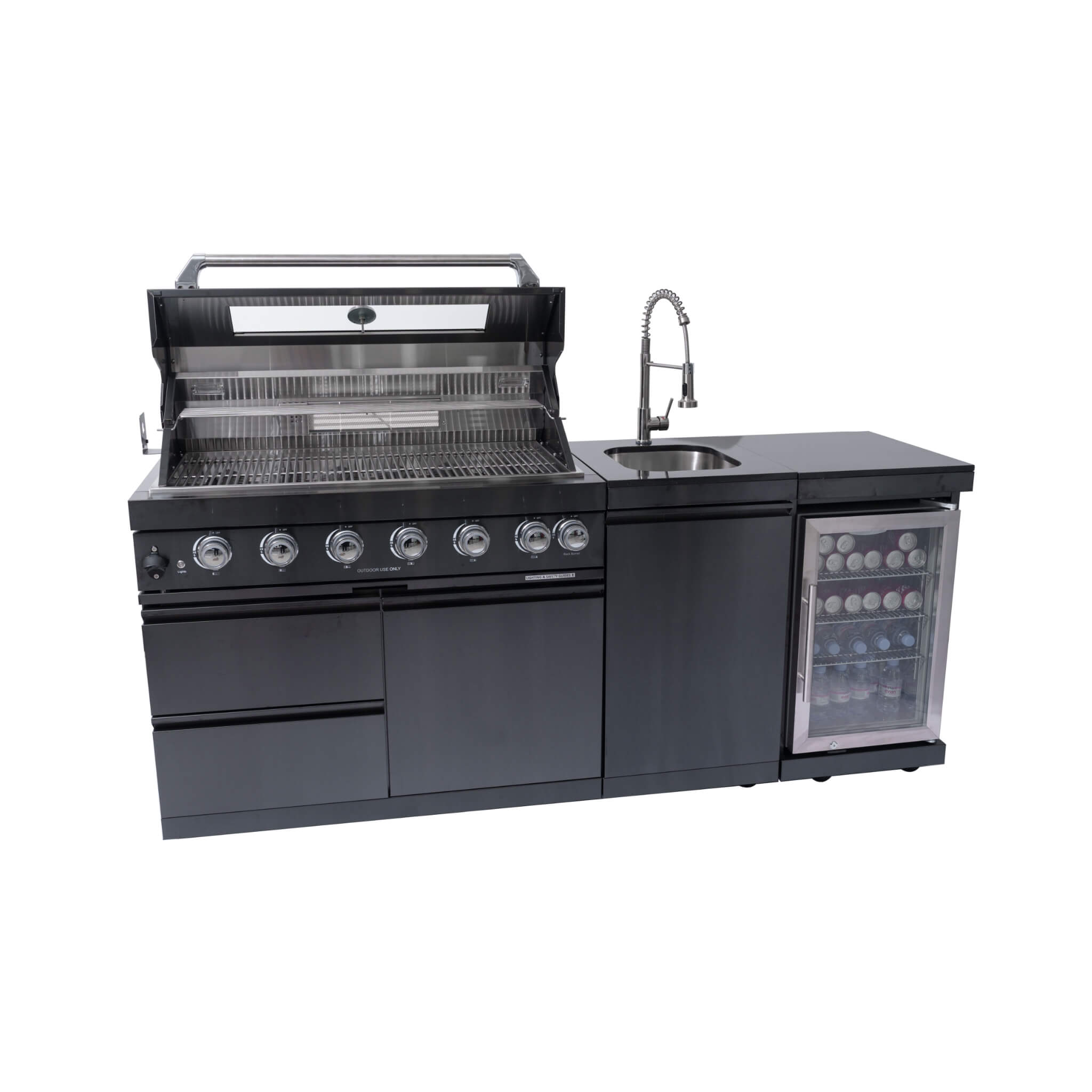 Castelle Flame BBQ Kitchen Grill Island 6-Burner Grill