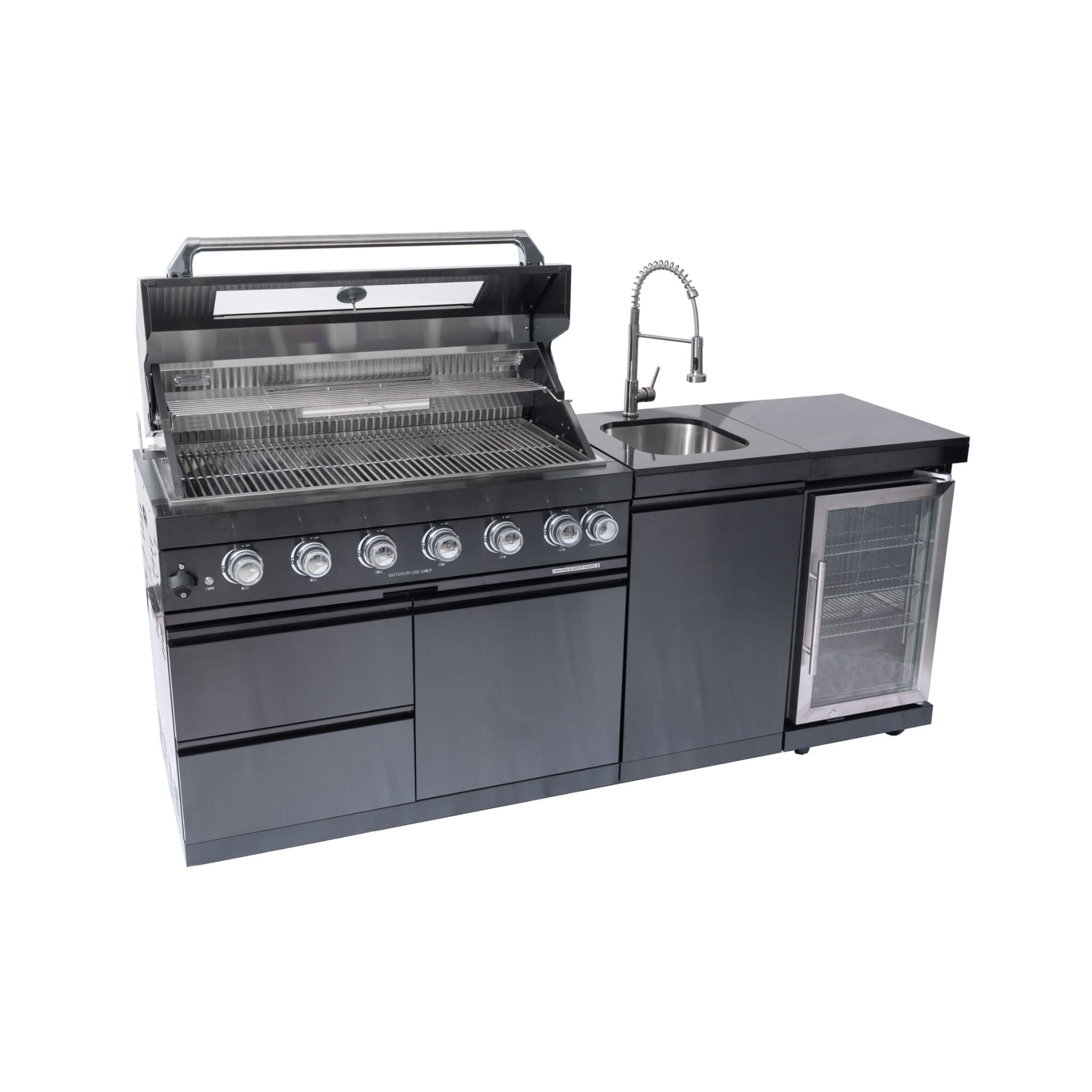 Castelle Flame BBQ Kitchen Grill Island 6-Burner Grill